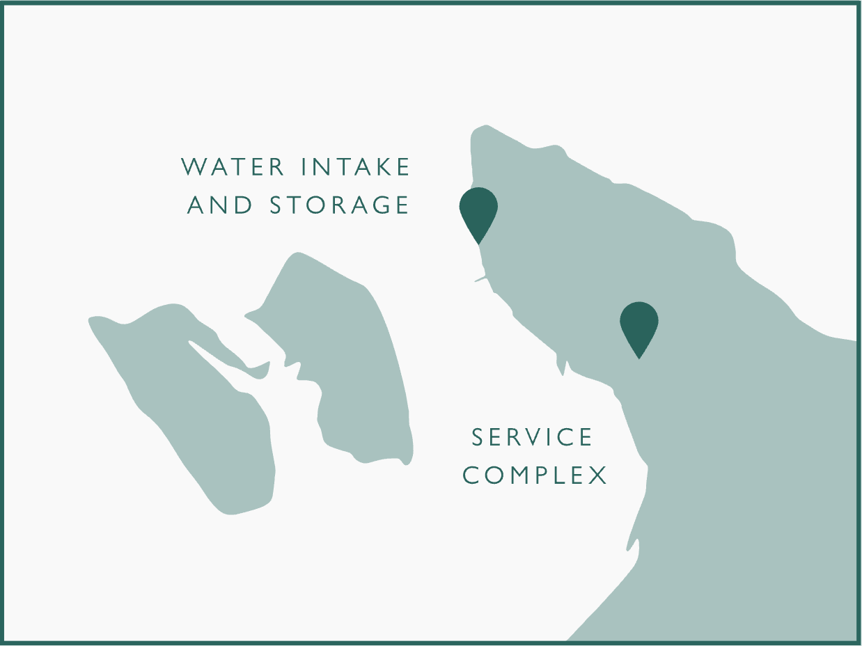water intake and storage / service complex